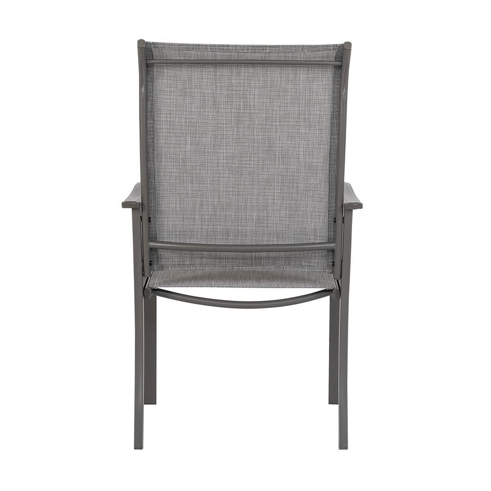 Light Gray Textilene and Iron Outdoor Dining Chairs, Set of 2