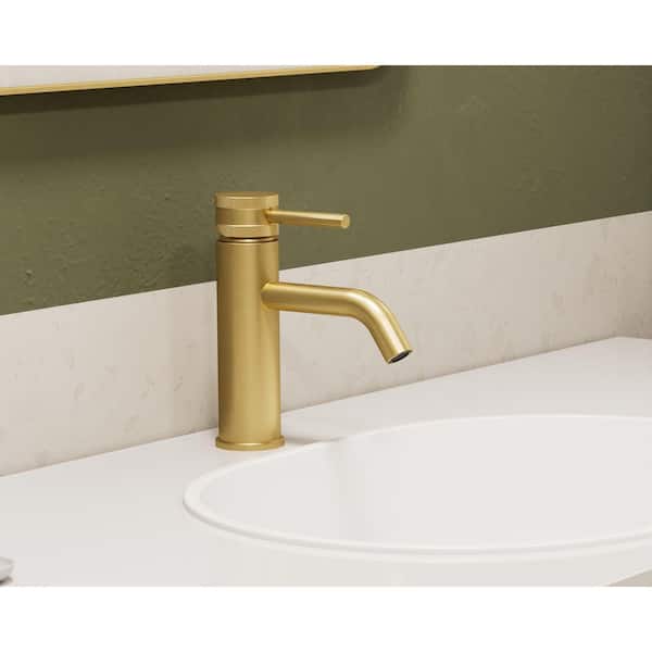 ANGELSEY Single Hole Single Handle Bathroom Faucet with Pop-up Drain in Brushed Gold