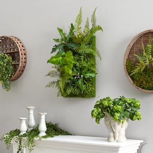24 in. x 16 in. Artificial Mixed Foliage Living Wall