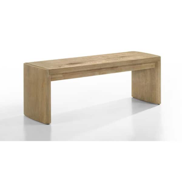 Benjara Brown Backless Dining Bench with Panel Legs 50.5 in.