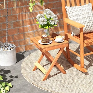 Natural Rectangle Wood 18 in Outdoor Side Table