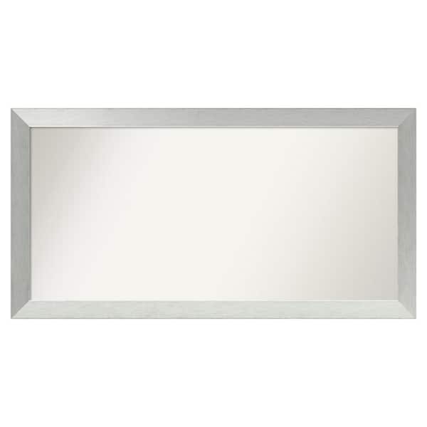 Amanti Art Brushed Sterling Silver 50 in. x 26 in. Custom Non-Beveled Wood Framed Bathroom Vanity Wall Mirror