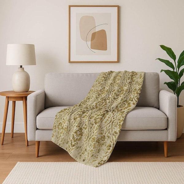 Premium Machine Washable ASB868 Gold 50 in. x 70 in. Sherpa Throw Blanket