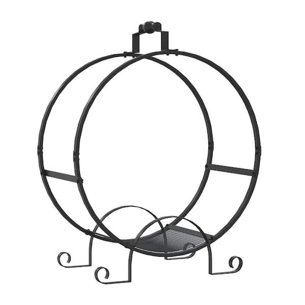 Cesicia 24 in. W Black Outdoor Round Metal Firewood Rack
