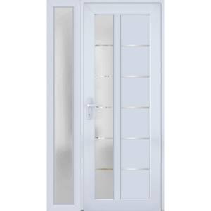 8088 52 in. x 80 in. Right-hand/Inswing Frosted Glass White SIlk Metal-Plastic Steel Prehung Front Door with Hardware