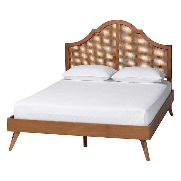 Alecia Ash Walnut Brown Wood Frame Queen Platform Bed