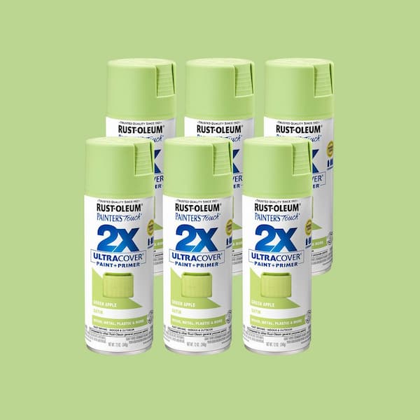 12 oz. Satin Green Apple General Purpose Spray Paint (6-Pack)