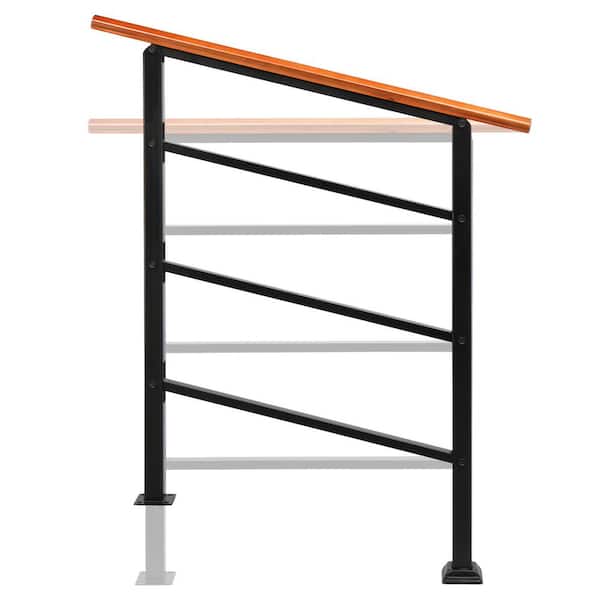 Karl home 36.6 in. H x 39 in. W Adjustable Wood Metal Stair Railing Kit in Black