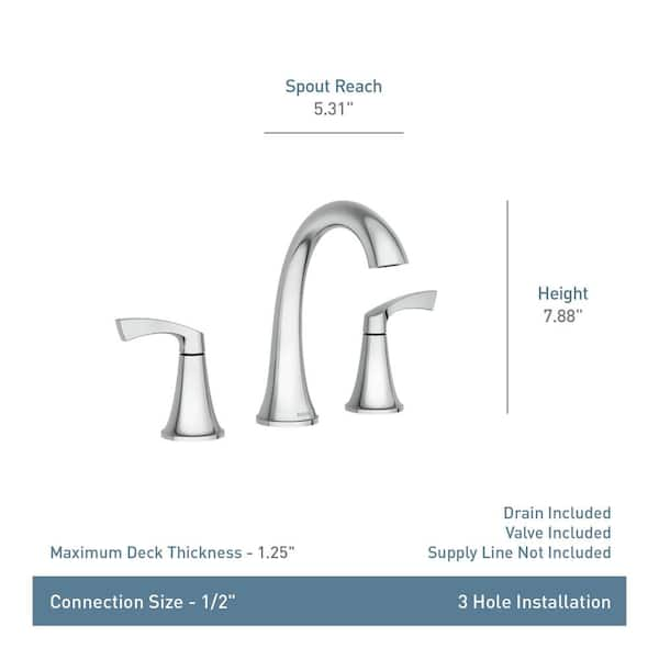 Korek 8 in. Widespread Double top Handle Bathroom Faucet by Moen (NWT)