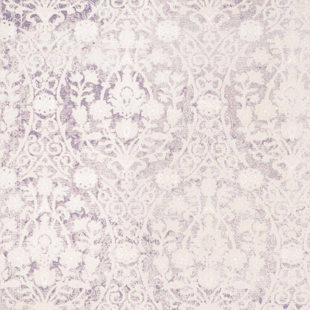 Hand-Knotted Lavender and Ivory Synthetic Rectangular Area Rug