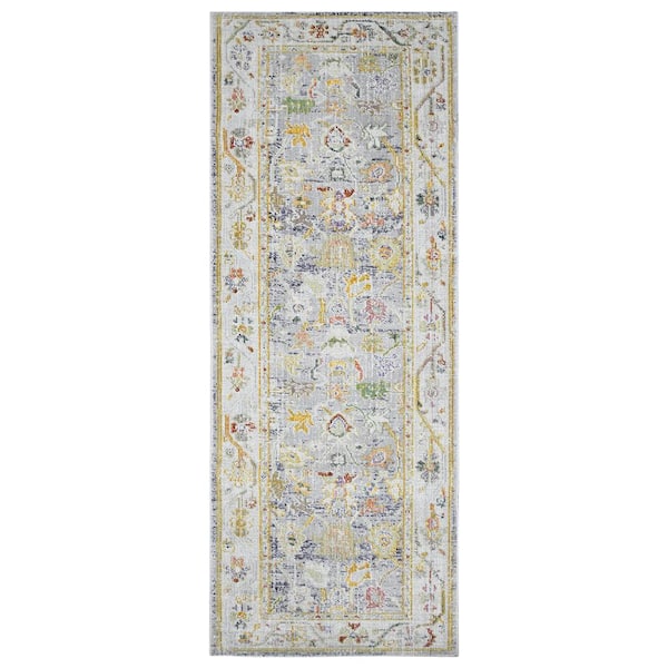 Amer Rugs Century 3 ft. X 8 ft. Blue Oriental, Floral, Border Area Rug