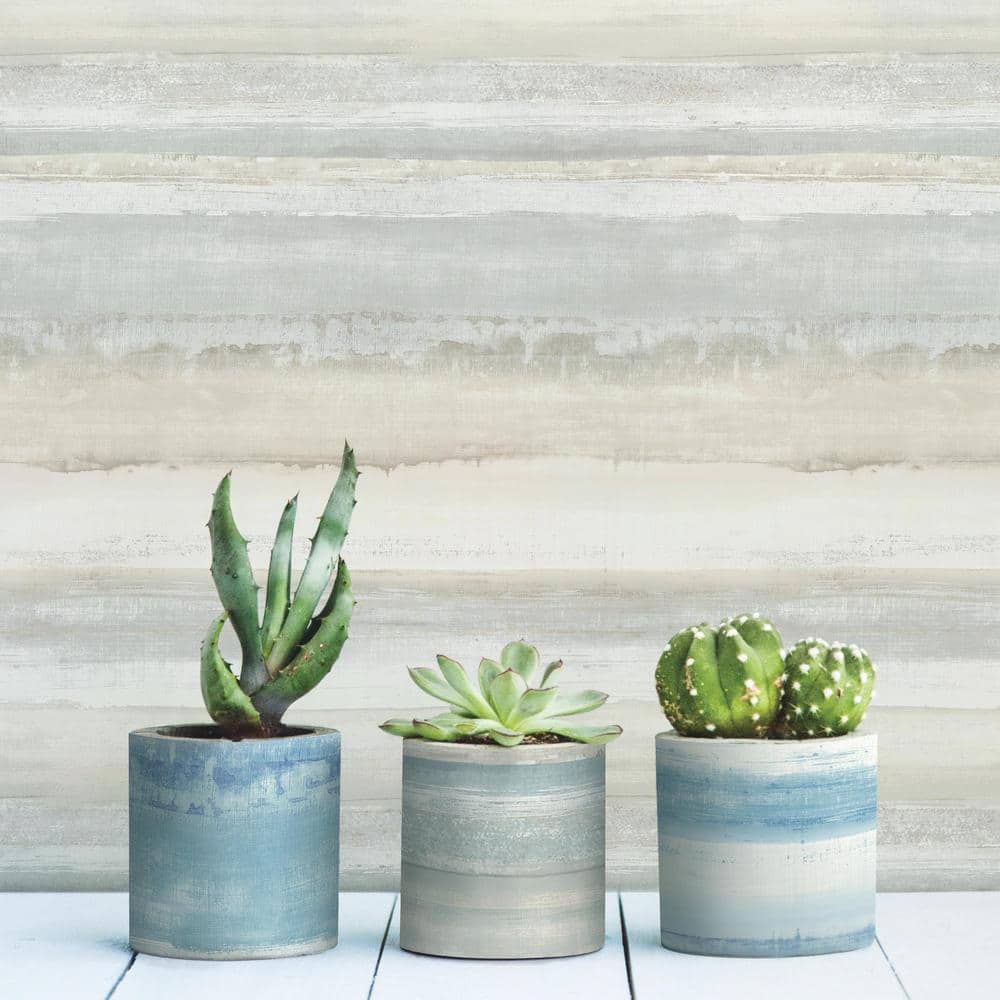 Tan Watercolor Stripe Peel and Stick Vinyl Wallpaper