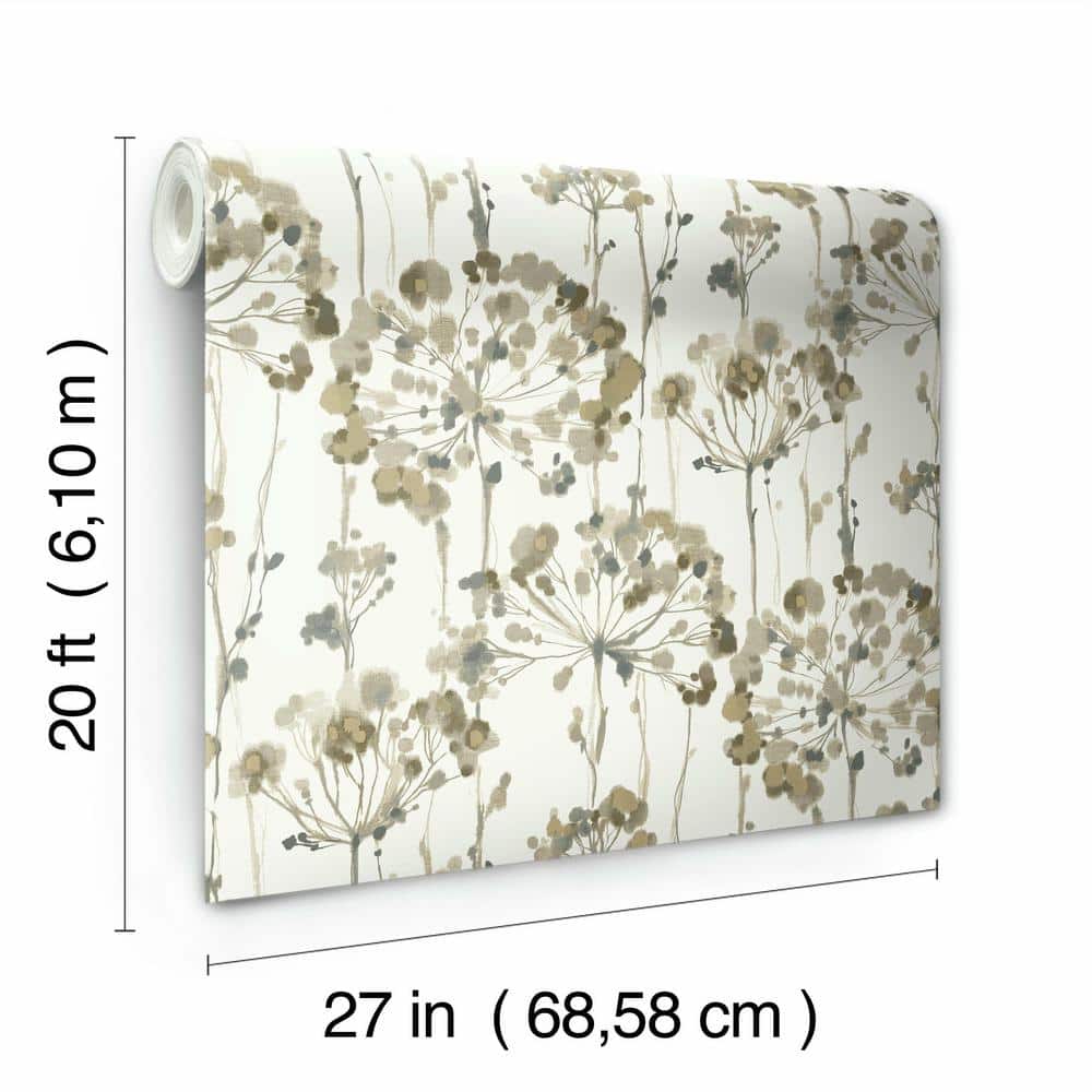 Neutral Floral Watercolor Peel and Stick Wallpaper