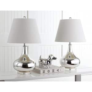 Amy 24 in. Silver Gourd Glass Table Lamp with White Shade (Set of 2)