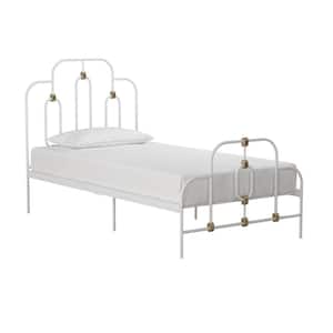 Olivia White and Gold Metal Twin Size Bed