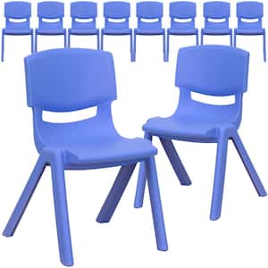 Blue Plastic Stack Chairs (Set of 10)