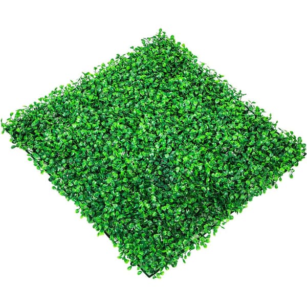 10 in. x 10 in. Green Artificial Boxwood UV-Protected Hedge Wall Mat Panel for Outdoor Indoor