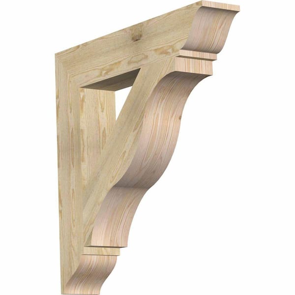 Ekena Millwork 6 in. x 34 in. x 34 in. Douglas Fir Funston Traditional Rough Sawn Bracket