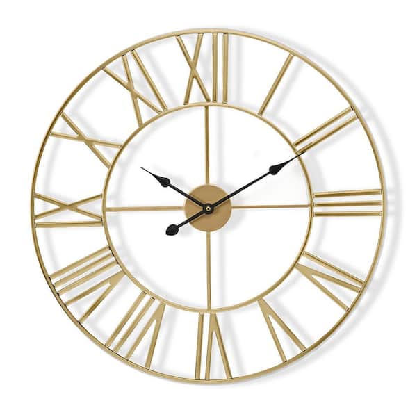 Gold Analog Metal Lighted Wall Clock