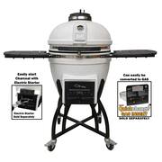 22 in. Kamado S-Series Ceramic Charcoal Grill in White with Cover, Cart, Side Shelves, Two Cooking Grates and Ash Drawer