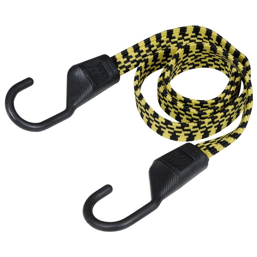 Keeper 48 in. Yellow and Black Flat Bungee Cord with Hooks 06118