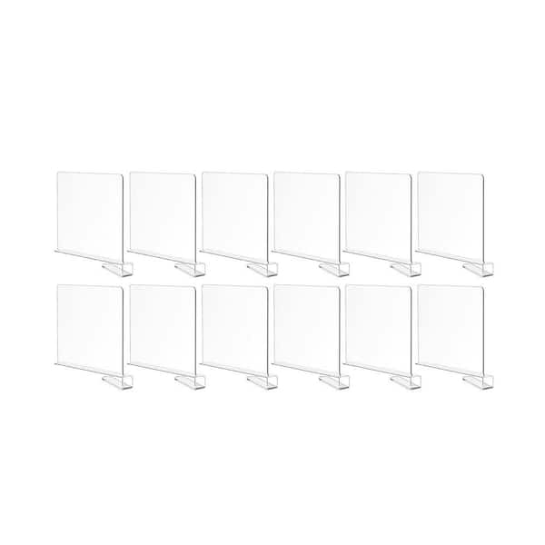 12-Pack Clear Acrylic Shelf Dividers, Vertical Organizer for Closet, Utensils, Clothes, Handbags in Bedroom Kitchen