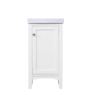 Timeless Home 17.5 in. W x 13.63 in. D x 34.25 in. H Single Bathroom Vanity in White with White Ceramic Top and Basin