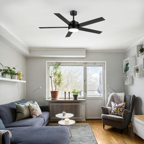 Breezary Osborn 56 in. Indoor Black Ceiling Fan with Color