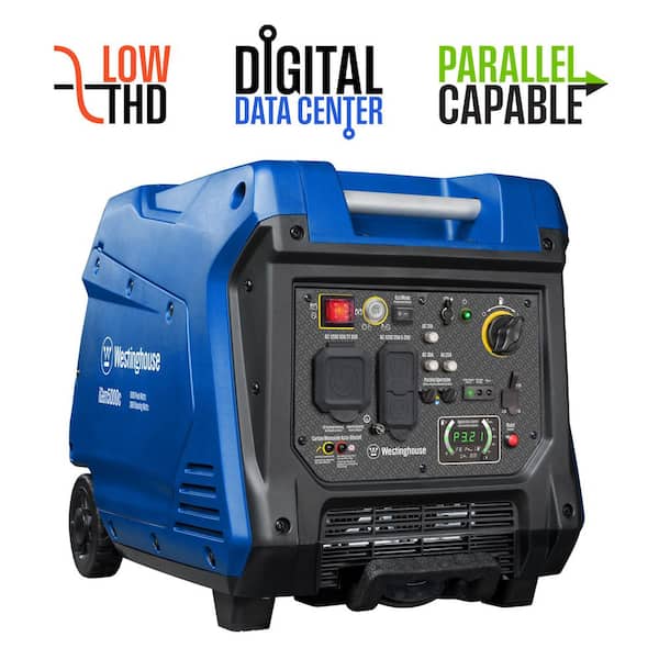 5,000-Watt Gas Powered Portable Inverter Generator with Remote Electric Start, LED Data Center