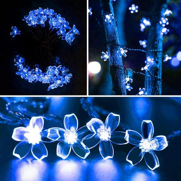 Blue ‎Plastic Solar Outdoor Flower String Lights Z0B2PBSJNT - The