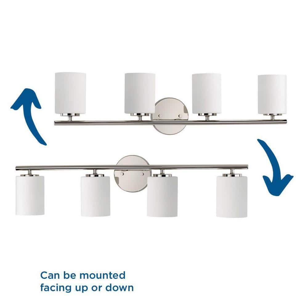 Polished Nickel 4-Light Modern Bath Vanity Fixture