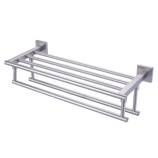 VEVETTA 20 in. Wall Mounted Double Towel Bar in Brushed Nickel
