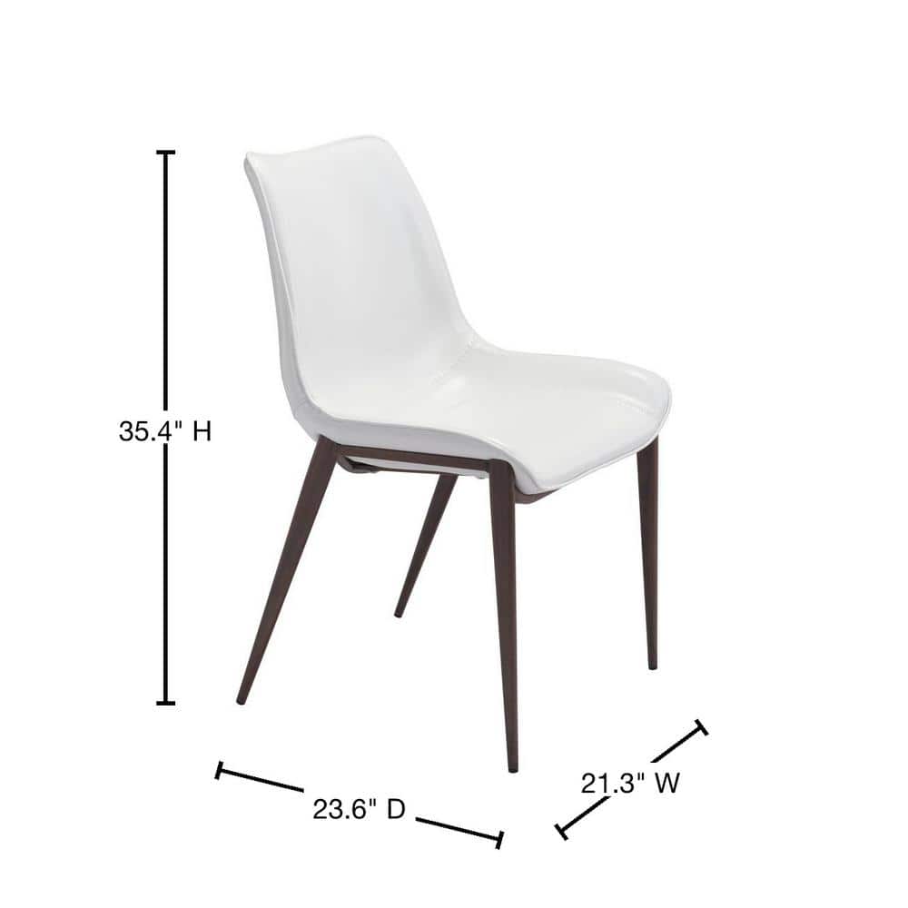 Magnus Transitional High Side Chair in White & Walnut with Metal Legs