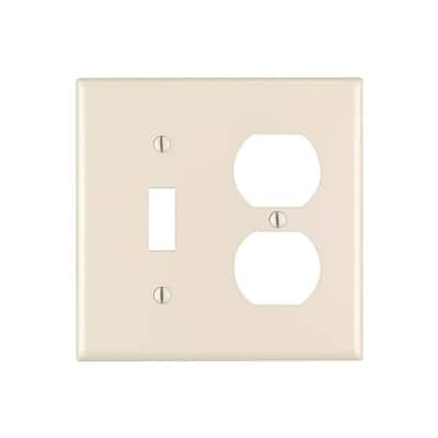 2-Gang Light Almond 1-Toggle / 1-Duplex Outlet/Receptacle Plastic Standard Wall Plate (1-Pack) 78005-T R53-78005-00t
