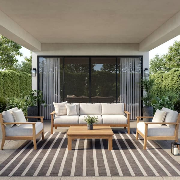 Positano Charcoal Ivory 12 ft. x 12 ft. Stripes Contemporary Square Area Rug
