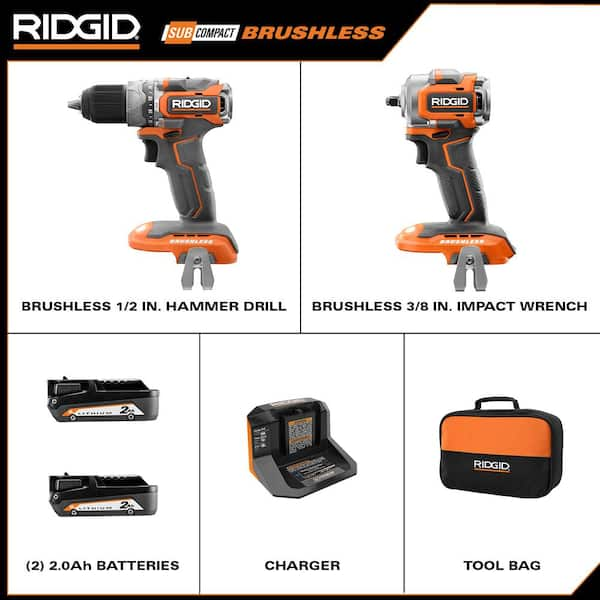 RIDGID 18V Cordless 2-Tool Combo Kit with Batteries, Charger, Bag and  Impact Rated Driving Kit (40-Piece) R9272-AR2038 - The Home Depot