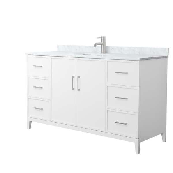 Wyndham Collection Elan 60 in. W x 22 in. D x 35 in. H Single Bath Vanity in White with White Carrara Marble Top