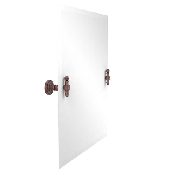Allied Brass Retro-Dot Collection 21 in. x 26 in. Frameless Rectangular Single Tilt Mirror with Beveled Edge in Antique Copper