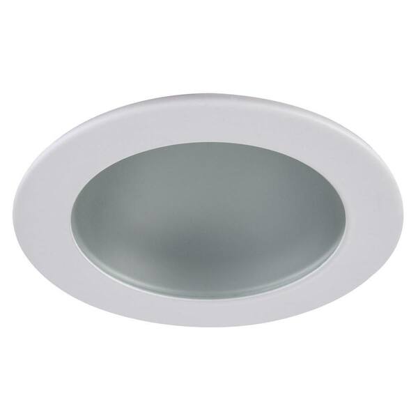Elegant Lighting 3 in. Recessed Shower Trim Frost Glass with Matte White Trim Ring