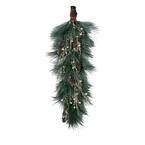 29 in. White Pinecone and Green Pine Needle Teardrop