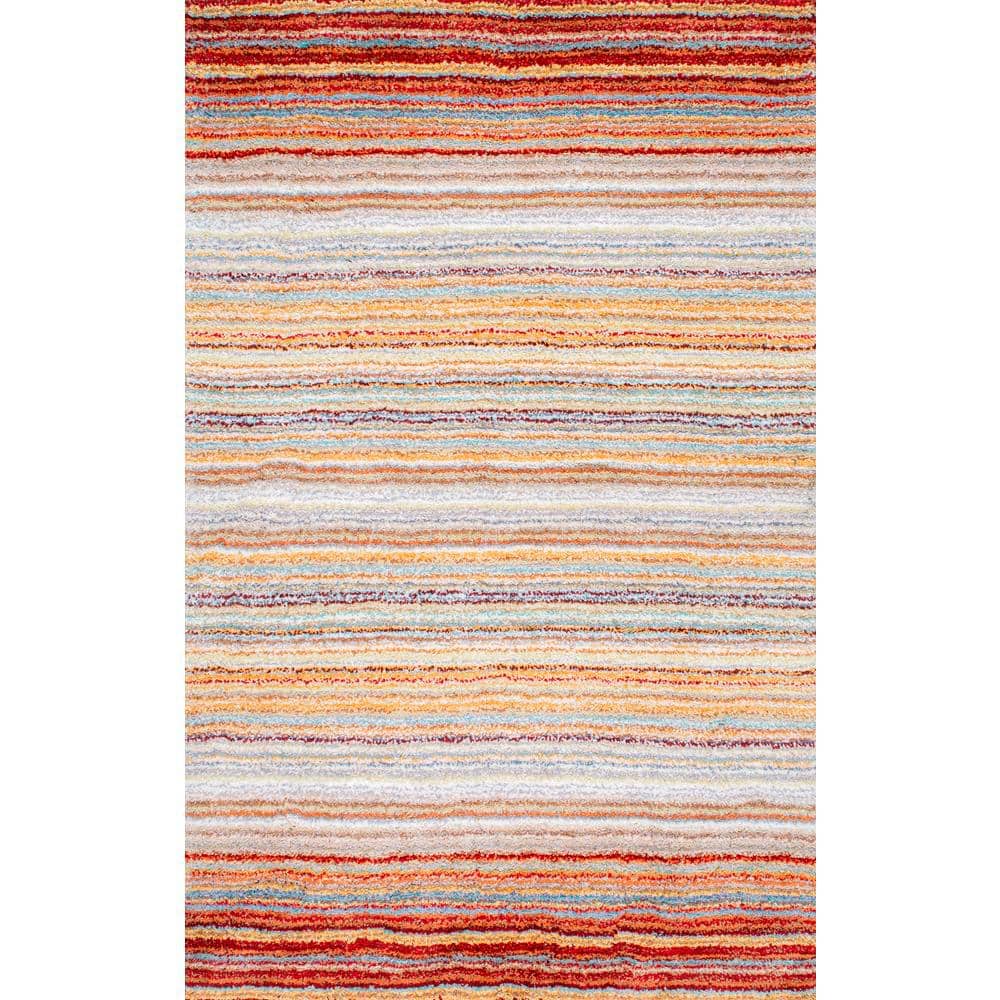 Zoomy 6' x 9' Red Striped Tufted Shag Rug