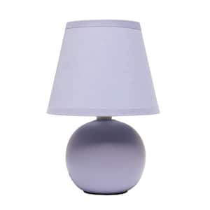 8.66 in. Purple Traditional Petite Ceramic Orb Base Bedside Table Desk Lamp with Matching Tapered Drum Fabric Shade
