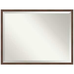 Florence Medium Brown 41.75 in. W x 31.75 in. H Beveled Casual Rectangle Framed Wall Mirror in Brown