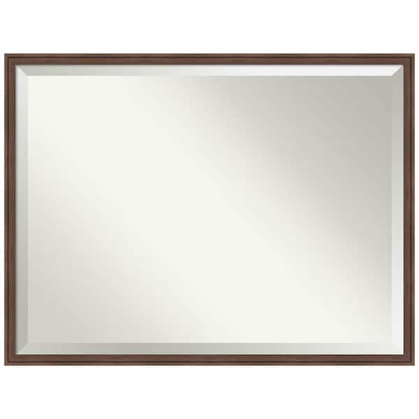 Amanti Art Florence Medium Brown 41.75 in. W x 31.75 in. H Beveled Casual Rectangle Framed Wall Mirror in Brown