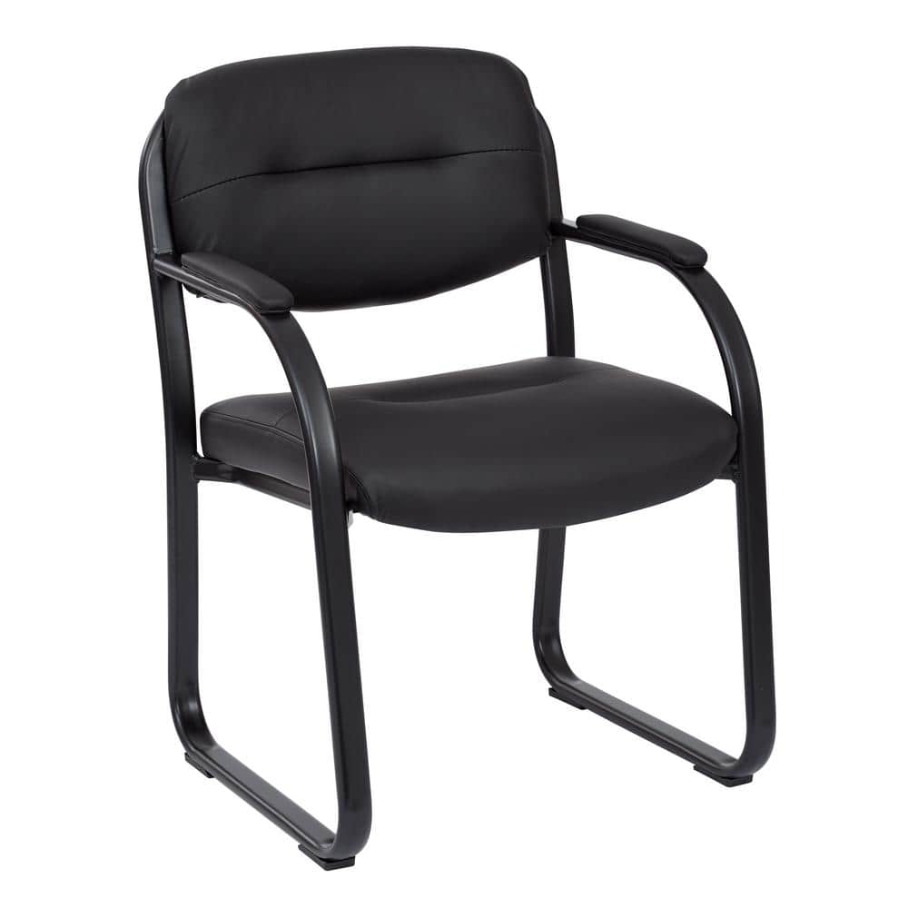 Office Star Products Black Faux Leather Visitor Office Chair FL1055-U6 ...