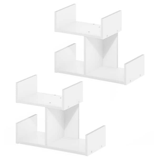 White 12.5 in. x 9.3 in. Wood Modern Desktop Display Shelf, Set of 2