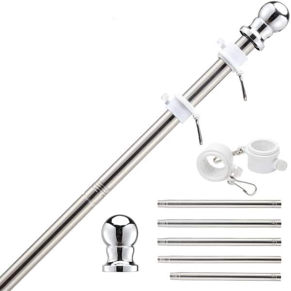 6 ft. Stainless Steel Adjustable Length Flagpole Silver