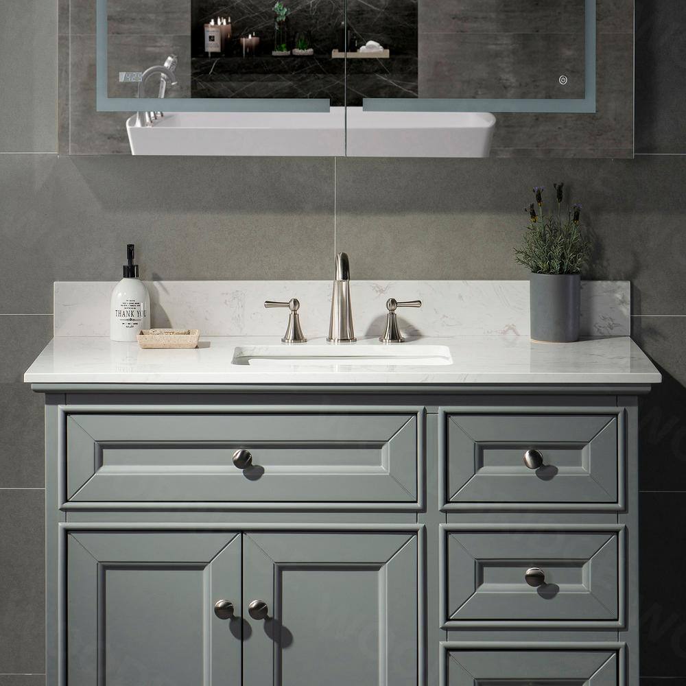 37" Carrara White Stone Vanity Top with Undermount Sink