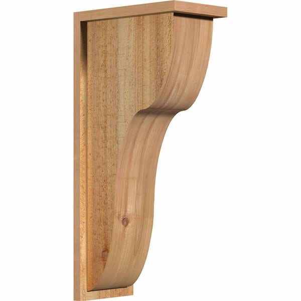 Ekena Millwork 8 in. x 14 in. x 30 in. Western Red Cedar Carmel Rough Sawn Corbel with Backplate