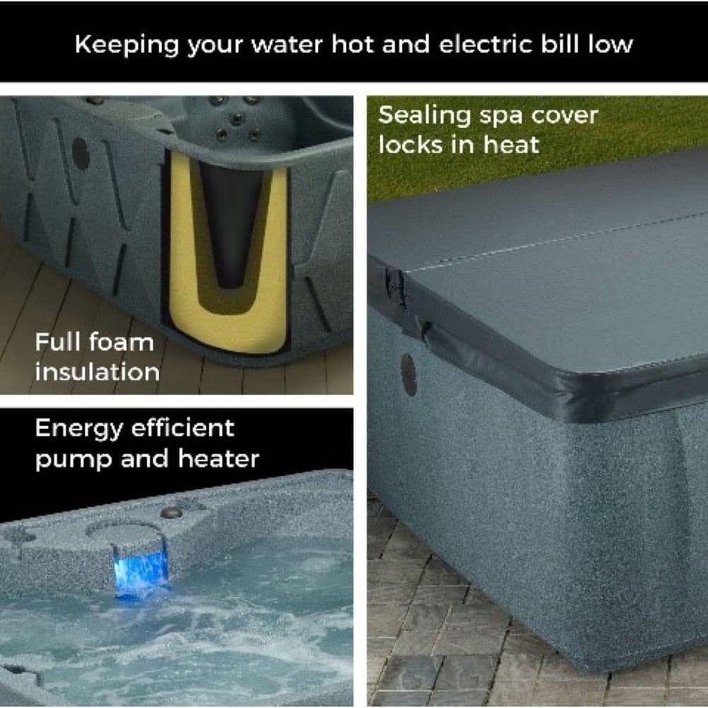 Keystone 4-Person Gray Polyethylene Hot Tub with LED Waterfall